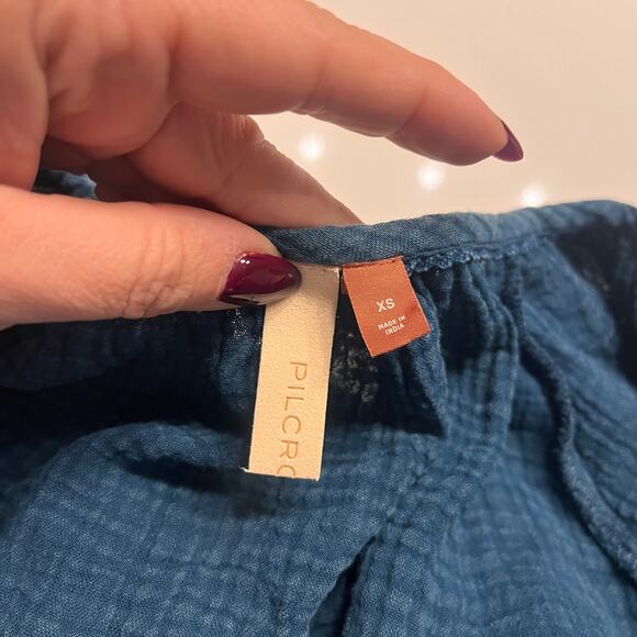 Anthropologie Pilcro Blue Puff Sleeve Blouse Size XS - Picture 3 of 6